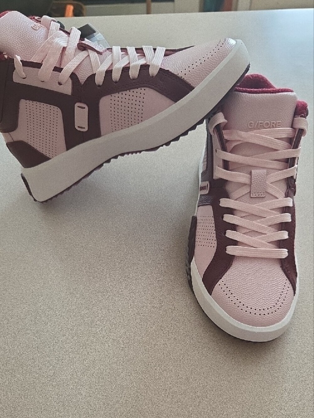 Women's Mid-Top 🩷Pink🩷 and Burgundy Lace-Up Golf Sneakers